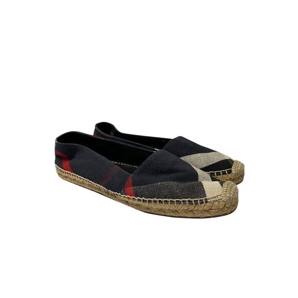 Burberry Checked Espadrilles in Navy Blue Canvas - Picture 3 of 8